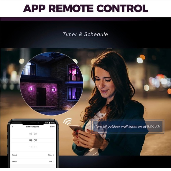 Smart Wall Light - Outdoor Wall Light Compatible with Alexa, Google Assistant - Picture 4 of 7